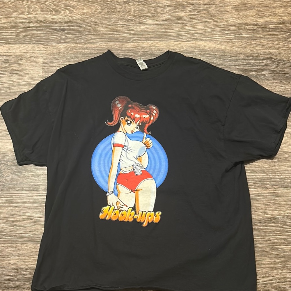 Black Graphic T-Shirt with Anime Design